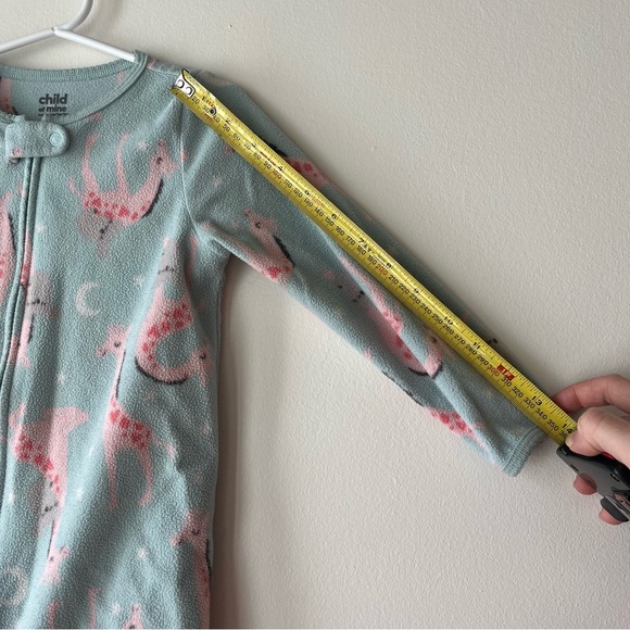 Floral and giraffe toddler girl fleece Onesie zip up pajamas size 3T colourful - Picture 8 of 13